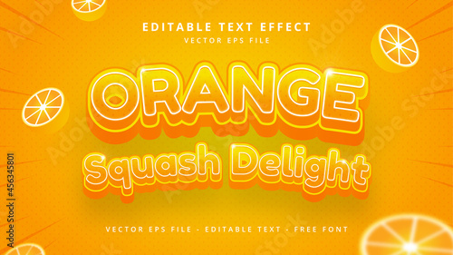 Orange fruit editable 3d vector text style effect. Editable illustrator text style.