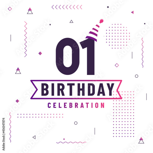 1 years birthday greetings card, 1 birthday celebration background free vector.