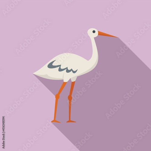 Baby stork icon flat vector. Japanese bird