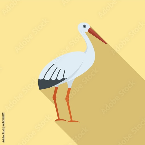 Lake stork icon flat vector. Baby fly bird