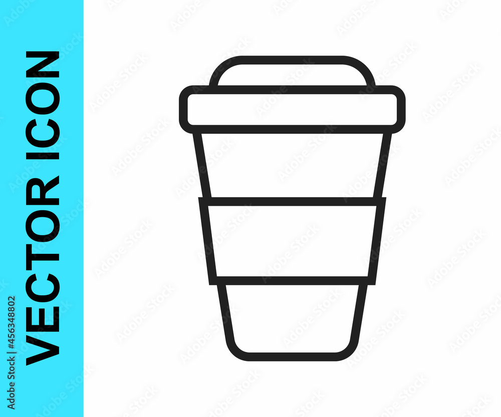 Black line Coffee cup to go icon isolated on white background. Vector Black line Coffee cup to go icon isolated on white background. Vector