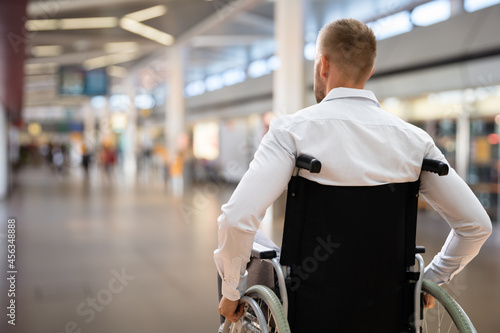 Disabled Adult People Travel In Wheelchair