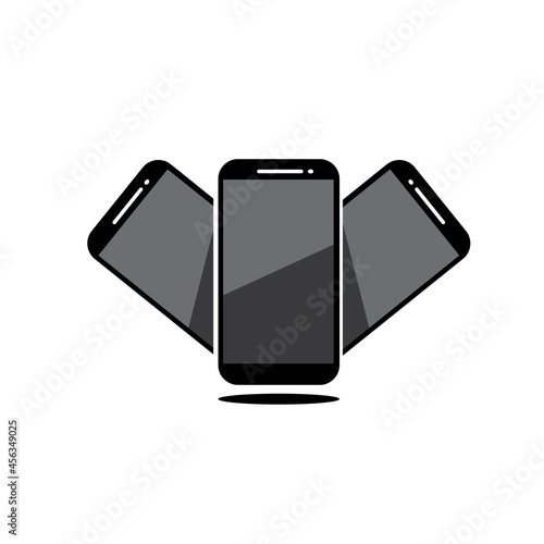 simple black and white vector mobile phone logo image modern and electronic gadget