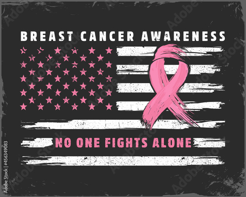 Foto No one fights alone Breast Cancer awareness month concept with American flag and