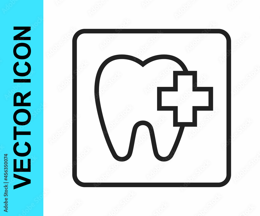 Black line Dental clinic location icon isolated on white background. Vector Black line Dental clinic location icon isolated on white background. Vector