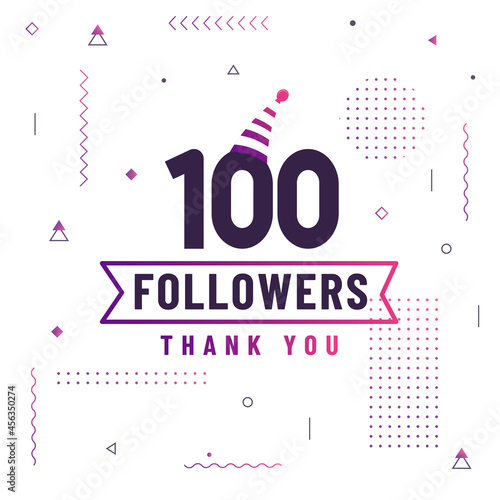 Thank you 100 followers celebration modern colorful design.