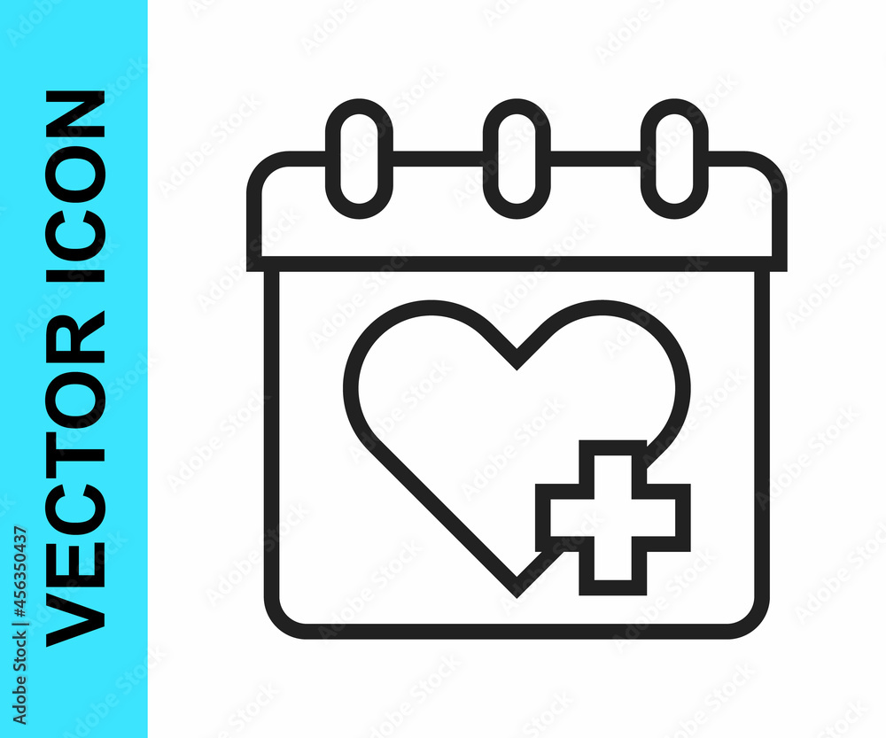 Black line Doctor appointment icon isolated on white background. Calendar, planning board, agenda, consultation doctor. Vector Black line Doctor appointment icon isolated on white background. Calendar, planning board, agenda, consultation doctor. Vector