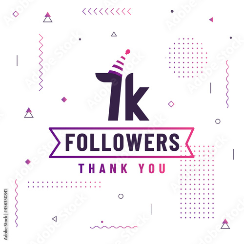 Thank you 7K followers, 7000 followers celebration modern colorful design.