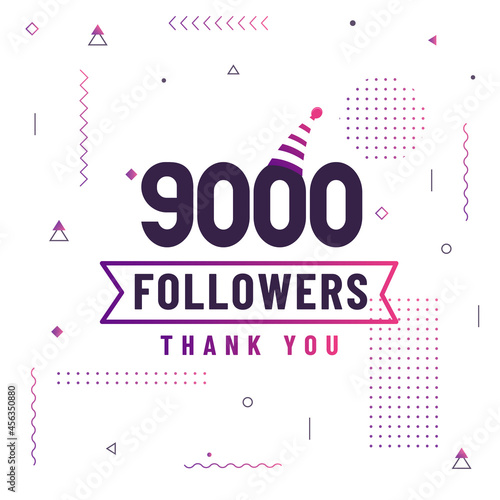 Thank you 9000 followers, 9K followers celebration modern colorful design.