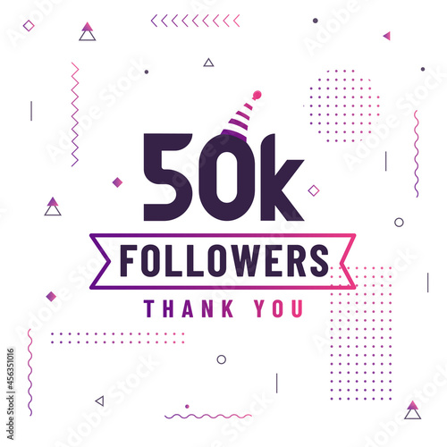 Thank you 50K followers, 50000 followers celebration modern colorful design.