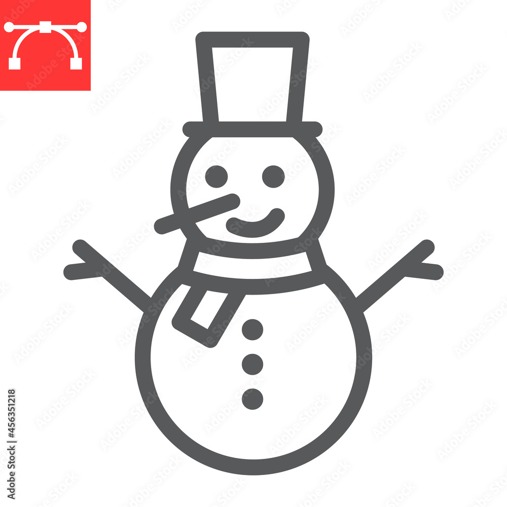 Snowman line icon, holiday and christmas, snowman vector icon, vector graphics, editable stroke outline sign, eps 10. Snowman line icon, holiday and christmas, snowman vector icon, vector graphics, editable stroke outline sign, eps 10.