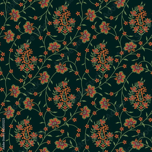 Green floral allover pattern design background photo