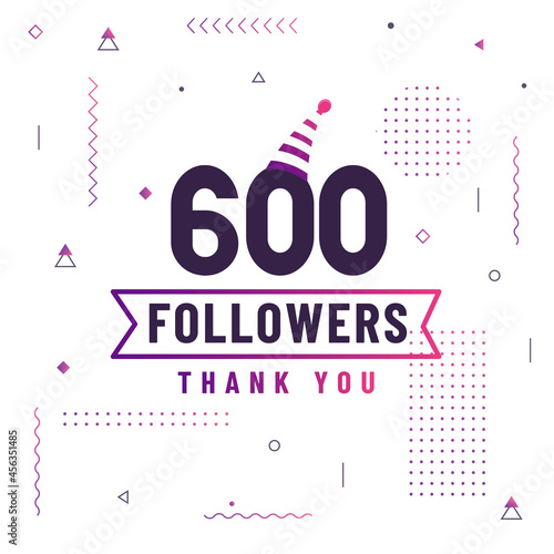 Thank you 600 followers celebration modern colorful design.