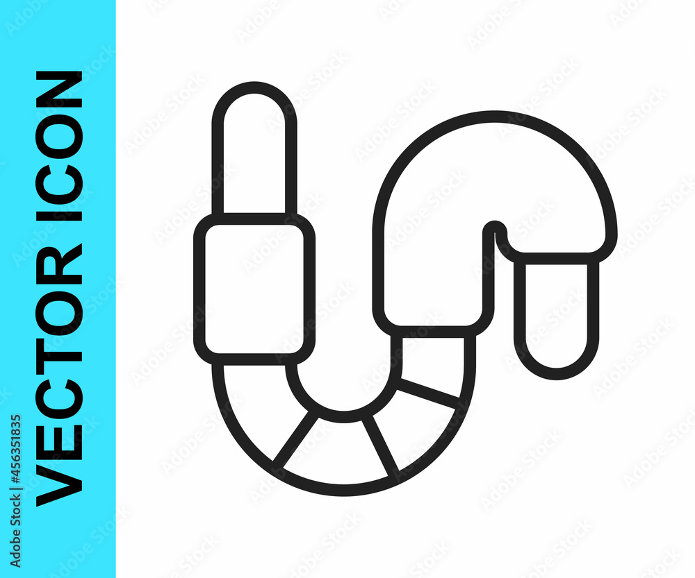 Black line Worm icon isolated on white background. Fishing tackle. Vector Black line Worm icon isolated on white background. Fishing tackle. Vector