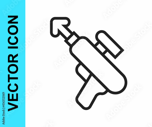 Black line Fishing harpoon icon isolated on white background. Fishery manufacturers for catching fish under water. Diving underwater equipment. Vector