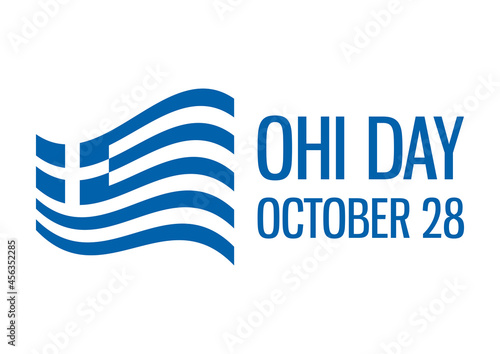 Ohi Day public holiday in Greece and Cyprus vector. Waving Greek flag icon vector isolated on a white background. Ohi Day Poster, October 28. Important day