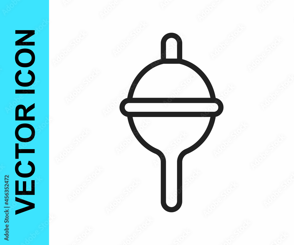 Fototapeta premium Black line Fishing float icon isolated on white background. Fishing tackle. Vector