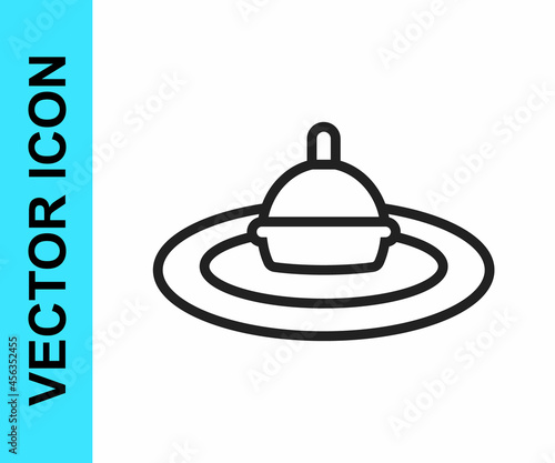 Black line Fishing float in water icon isolated on white background. Fishing tackle. Vector