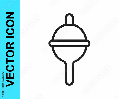 Black line Fishing float icon isolated on white background. Fishing tackle. Vector