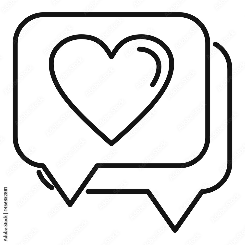 Trust love chat icon outline vector. Heart agreement