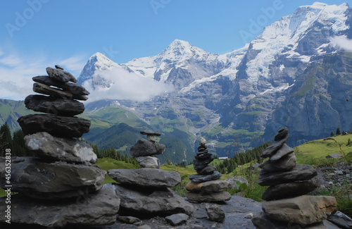 Swiss Alps snowed hills of mountains lanscape. © Yana