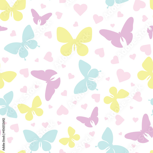 Vector butterfly seamless repeat pattern wallpaper, background with butterflies © Kati Moth