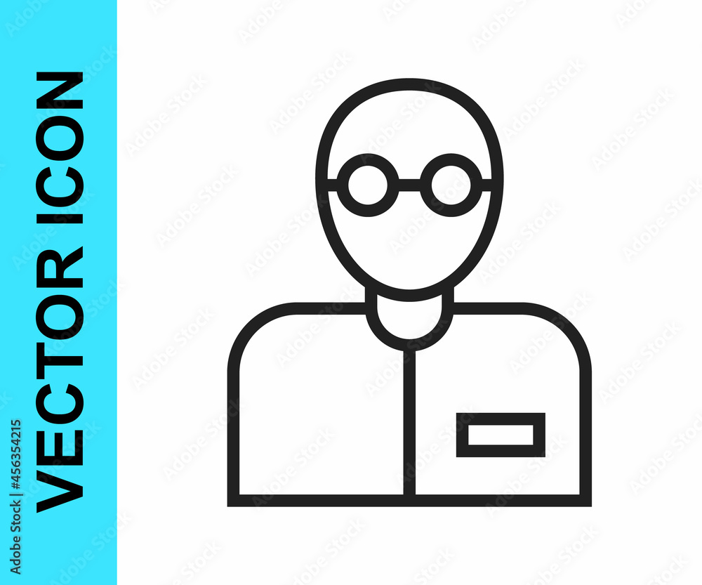 Black line Teacher icon isolated on white background. Vector