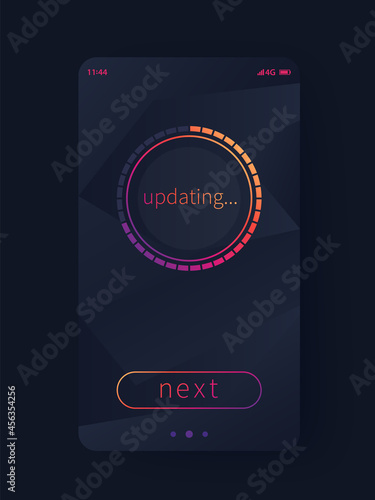 progress screen, updating, mobile app interface, ui design