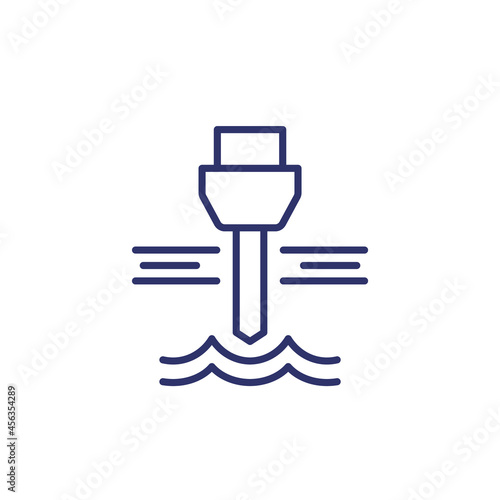 well drilling, water borehole line icon