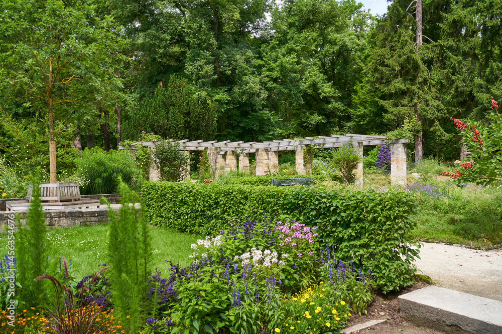 Der Botanische Garten im Hainpark in der UNESCO-Weltkulturerbestadt Bamberg, Oberfranken, Franken, Bayern, Deutschland