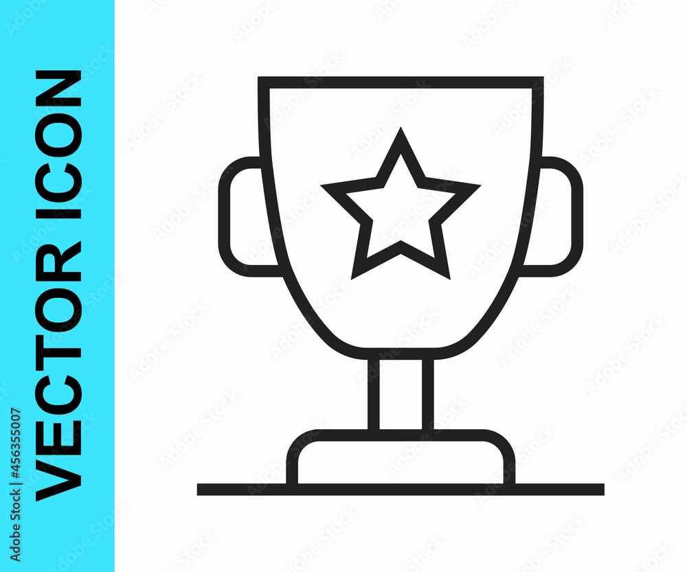 Black line Award cup icon isolated on white background. Winner trophy symbol. Championship or competition trophy. Sports achievement sign. Vector Black line Award cup icon isolated on white background. Winner trophy symbol. Championship or competition trophy. Sports achievement sign. Vector