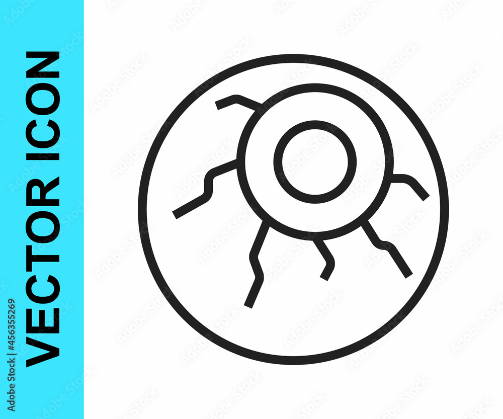 Black line Eye icon isolated on white background. Happy Halloween party. Vector Black line Eye icon isolated on white background. Happy Halloween party. Vector
