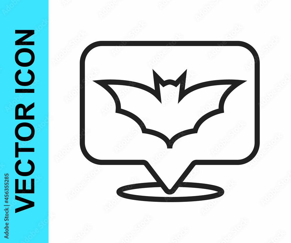 Black line Flying bat icon isolated on white background. Happy Halloween party. Vector Black line Flying bat icon isolated on white background. Happy Halloween party. Vector