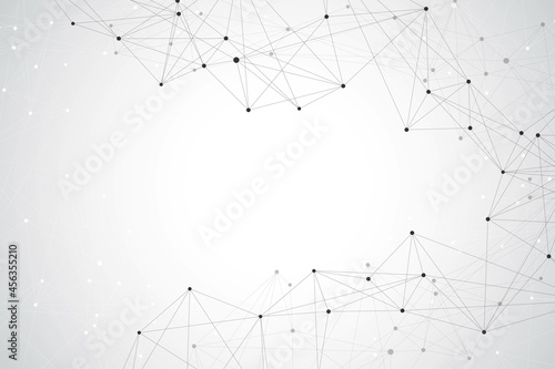 Big data visualization. Geometric abstract background visual information complexity. Futuristic infographics design. Technology background with connected line and dots, wave flow illustration