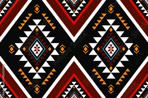 Geometric ethnic oriental seamless pattern traditional Design for background,carpet,wallpaper.clothing,wrapping,Batik fabric,Vector illustration.embroidery style - Sadu, sadou, sadow or sado