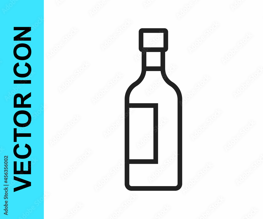 Black line Bottle of wine icon isolated on white background. Vector Black line Bottle of wine icon isolated on white background. Vector