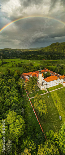 Vertical Panorama of Cistercian Monastery Kostanjevica na Krki, Castle Kostanjevica, Slovenia