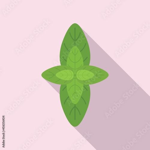 Basil herb icon flat vector. Spice leaf