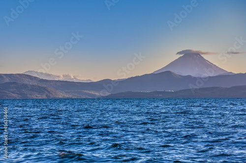 Vilyuchinsky and Mutnovsky volcano. View from Avacha Bay, Kamchatka Peninsula
