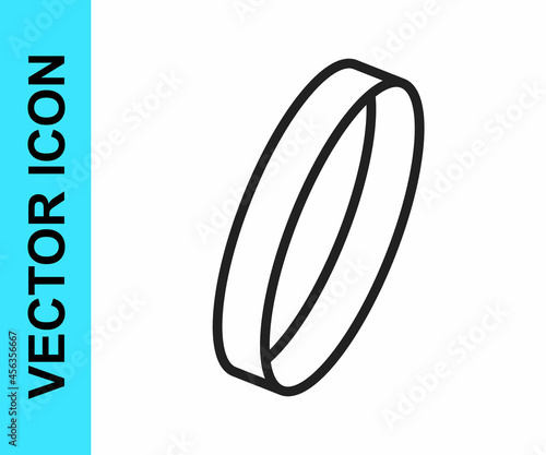 Black line Wedding ring icon isolated on white background. Bride and groom jewelry sign. Marriage symbol. Diamond ring. Vector