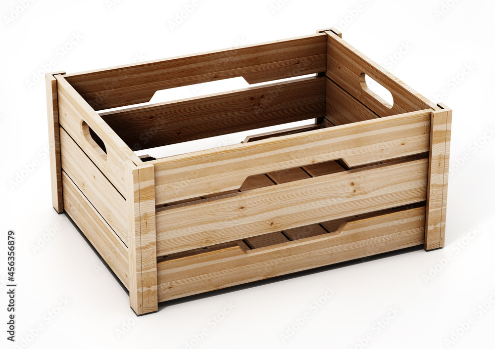 Wooden crate isolated on white background. 3D illustration Wooden crate isolated on white background. 3D illustration
