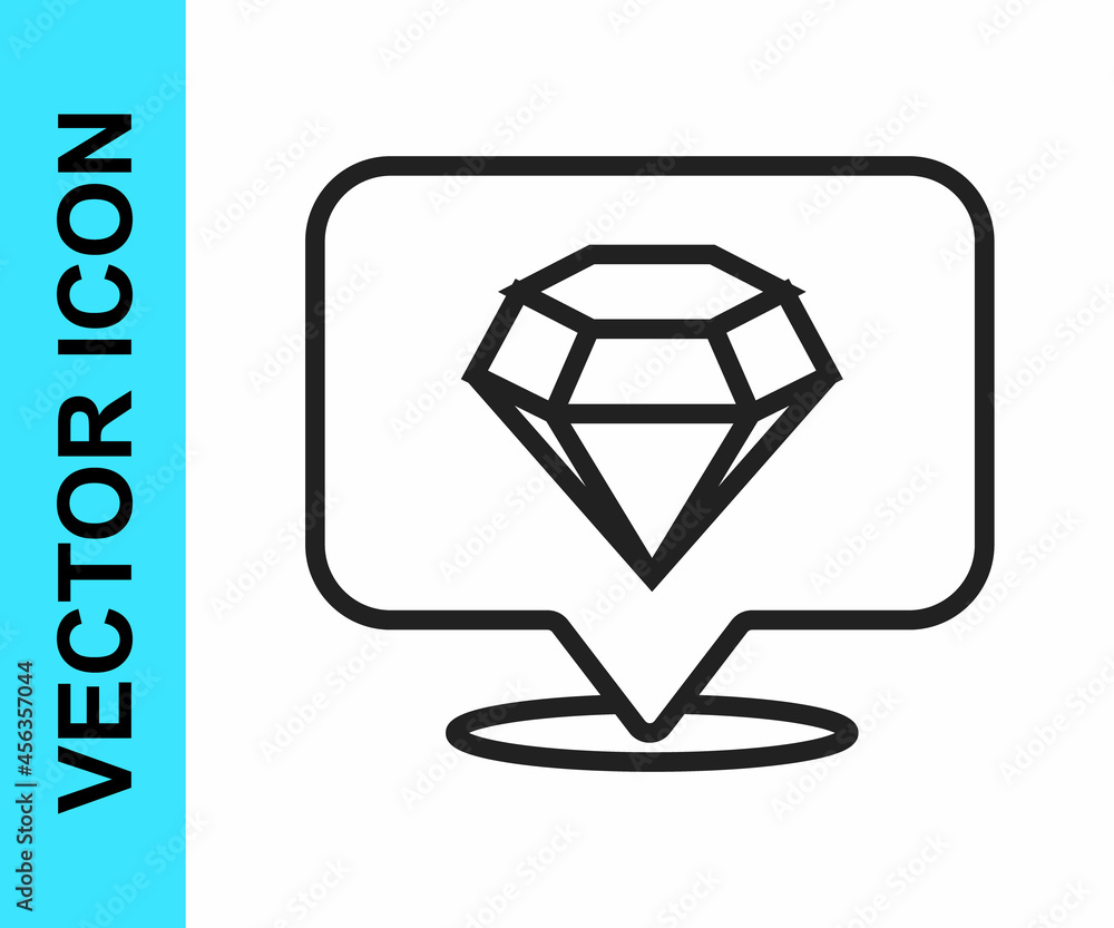 Black line Diamond icon isolated on white background. Jewelry symbol. Gem stone. Vector Black line Diamond icon isolated on white background. Jewelry symbol. Gem stone. Vector