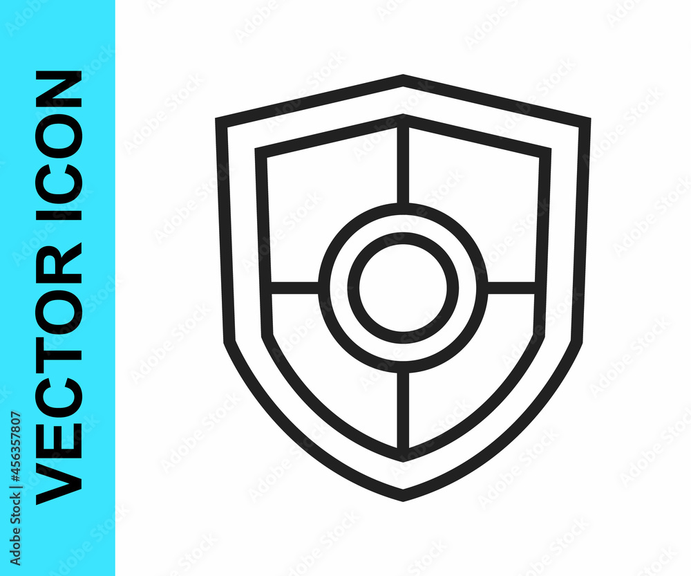Black line Shield icon isolated on white background. Guard sign. Security, safety, protection, privacy concept. Vector Black line Shield icon isolated on white background. Guard sign. Security, safety, protection, privacy concept. Vector