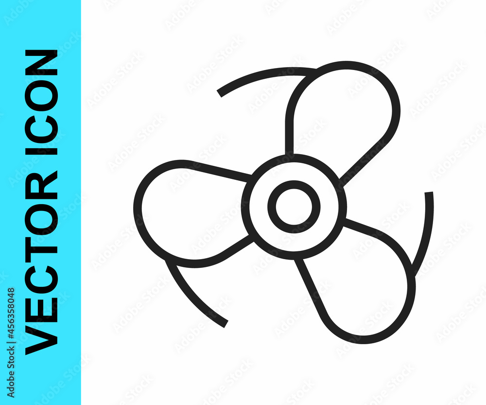 Black line Boat propeller, turbine icon isolated on white background. Vector Black line Boat propeller, turbine icon isolated on white background. Vector
