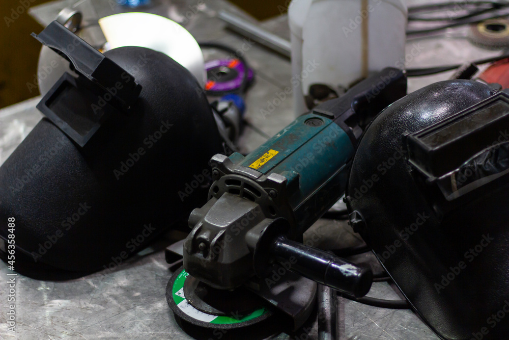 Construction work safety, workplace is not safe. lmproper storage of technician equipment Construction work safety, workplace is not safe. lmproper storage of technician equipment