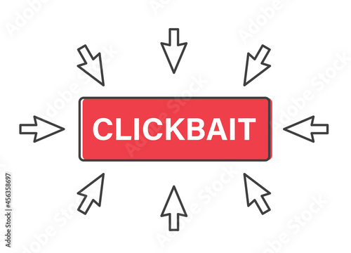 mouse arrows surround clickbait button - vector illustration