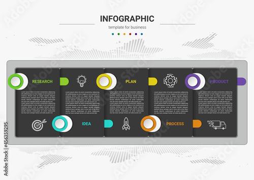 Steps timeline business process infographics element template design