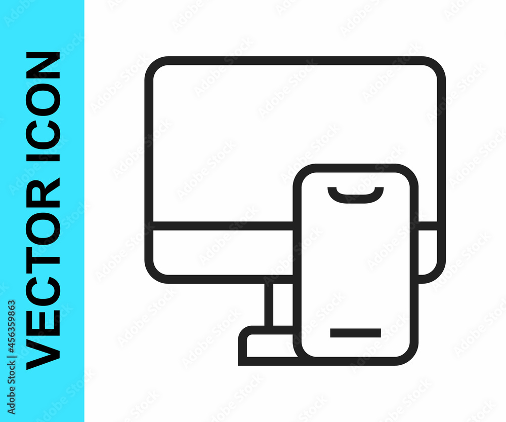 Black line Online ordering and fast food delivery icon isolated on white background. Vector Black line Online ordering and fast food delivery icon isolated on white background. Vector