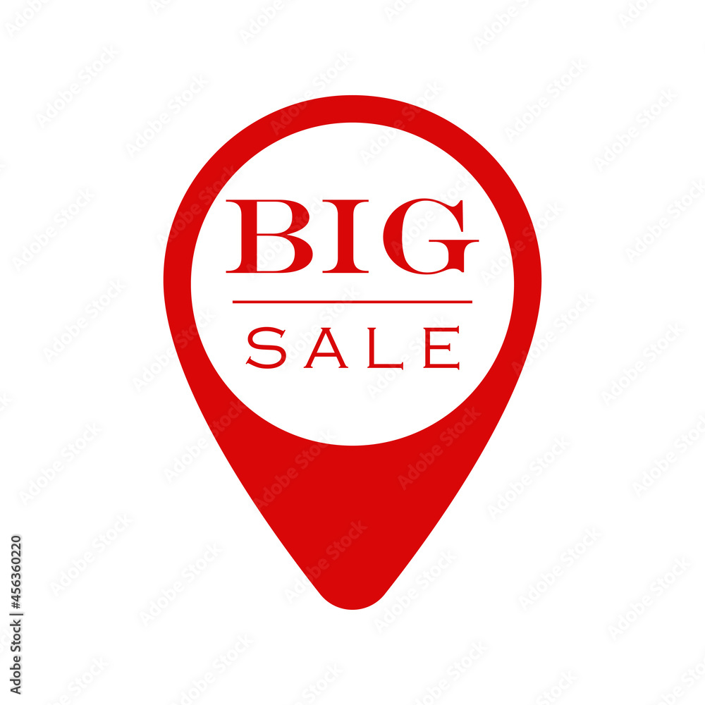 Red badge, map label, special offer, big sale, Illustration Red badge, map label, special offer, big sale, Illustration