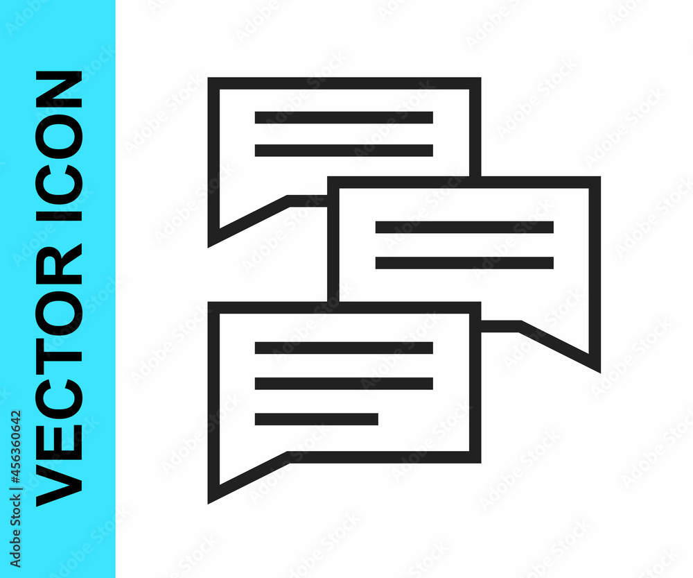 Black line Speech bubble chat icon isolated on white background. Message icon. Communication or comment chat symbol. Vector Black line Speech bubble chat icon isolated on white background. Message icon. Communication or comment chat symbol. Vector